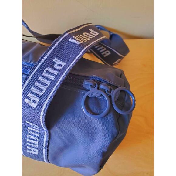 Puma Logo Commute Blue Dual Handle Mini Barrel Duffel Bag - Picture 8 of 11